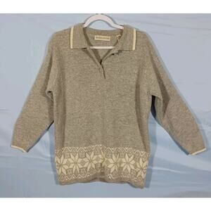 Valerie Stevens Lambswool Angora Collared Sweater Womens Size Medium FLAWED